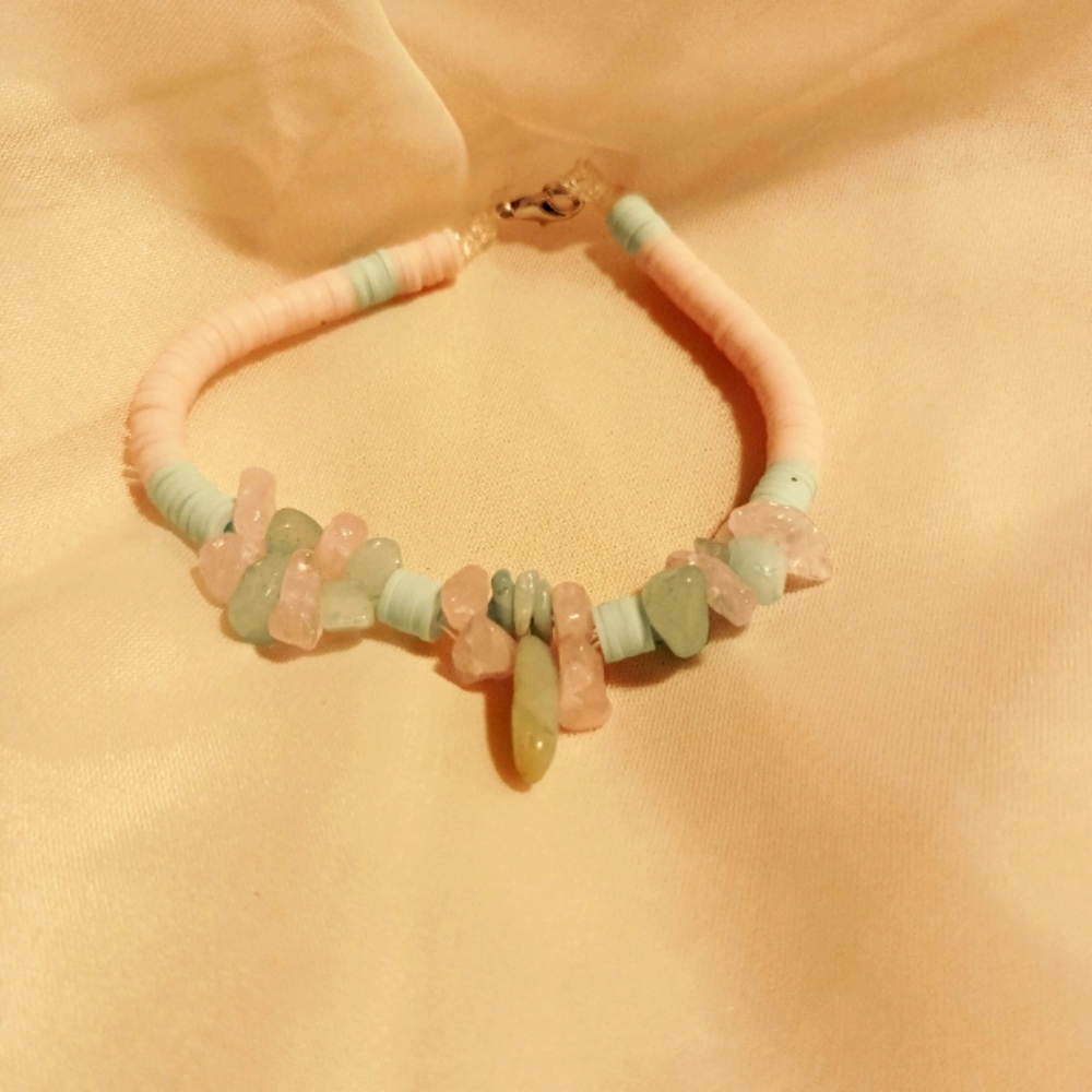 Turquoise/Rose quartz crystal Healing Bracelet